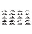 set mountain outline icons vector image