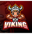 viking mascot esport logo design vector image