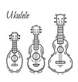 set contour ukulele with decoration hawaiian vector image