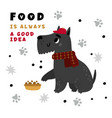 funny dog card pet food cute poster vector image vector image
