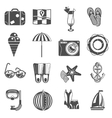 summer vacation icons set black vector image