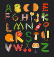typography kitchen poster food alphabet vector image