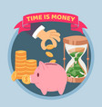 time is money blue poster vector image vector image