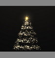 christmas shiny golden tree with glowing lights vector image vector image