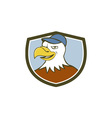 american bald eagle head smiling shield cartoon vector image