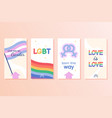 flat poster set with lgbt rainbow and transgender vector image vector image