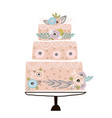 floral cake with unusual flowers and branches vector image