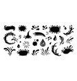 splash silhouette with droplets water drops vector image