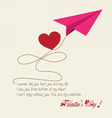 valentine greeting hearts paper airplane vector image vector image