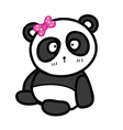 cute sitting panda with bow vector image