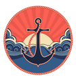 nautical label with anchor and sea waves vector image