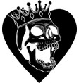 black silhouette of skull with crown on white vector image vector image