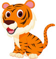 Cute tiger cartoon holding sign Royalty Free Vector Image