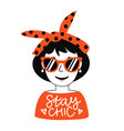 with girl in red sunglasses and headband stay vector image vector image