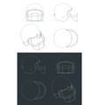 american football helmet blueprints vector image