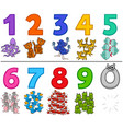 educational numbers set with cartoon animals vector image