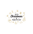 merry christmas with doodles art icon vector image
