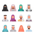 muslim characters avatars set arabian face vector image