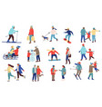 winter activity people men and women playing vector image