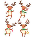 reindeer in christmas costume vector image