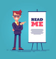 man pointing to the flipchart vector image