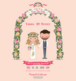 rustic blossom flowers cartoon couple wedding vector image