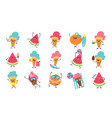 summer cute stickers beach party characters vector image vector image