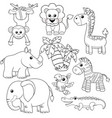 jungle animals lion elephant giraffe monkey vector image