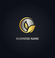 leaf organic eco gold logo vector image vector image