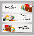back to school three banners with supplies vector image vector image