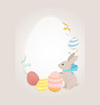 oval easter frame with bunny and eggs vector image
