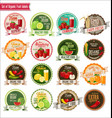 set of organic fruit labels collection vector image