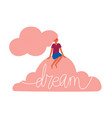 with long hair young woman riding on huge pink vector image vector image