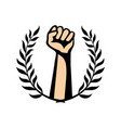 fist and laurel wreath vector image vector image
