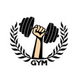 gym sign with dumbbell in hand vector image vector image