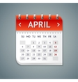 calendar april flat design vector image
