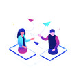 dating online - modern colorful isometric vector image