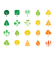 geometric trees color silhouette icons set vector image vector image