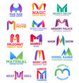 m letter corporate identity business icons vector image