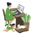 asian mom working from home vector image vector image