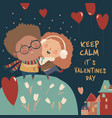 cartoon couple in love celebrating valentines day vector image