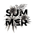 summer slogan black and white floral print vector image vector image