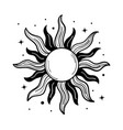 detailed drawing of the sun with rays engraving vector image vector image