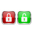 locked and unlocked buttons glass 3d icons vector image
