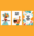 beach party card or flyer template set vector image