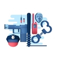 police things gun and handcuffs vector image vector image
