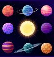 set of cartoon glossy planets vector image vector image