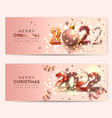 set of christmas and happy new year 2022 vector image