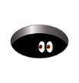 cartoon big scared eyes looking out a dark vector image