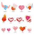 hearts icons set of love signs vector image vector image